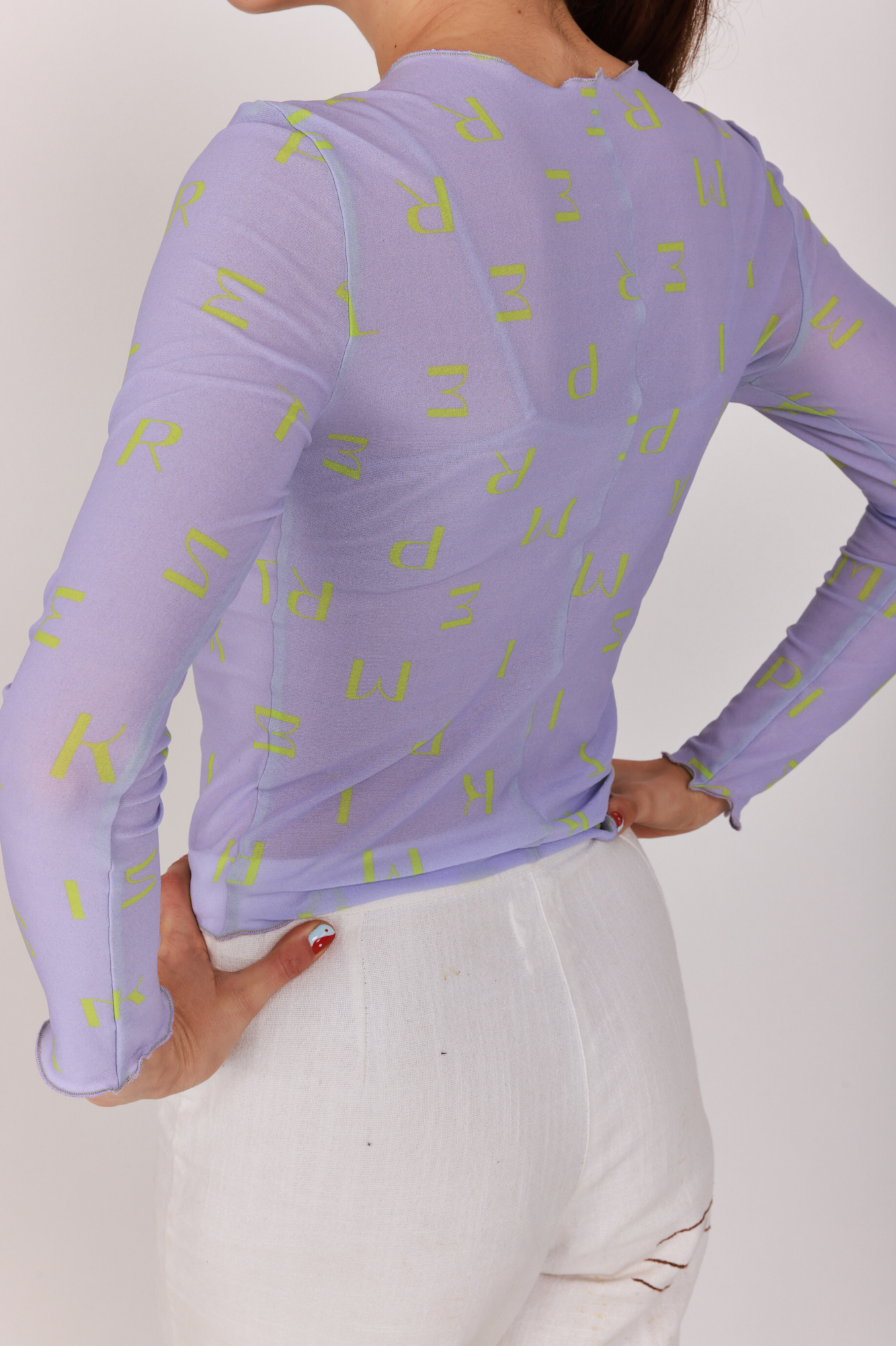 Women Printed Top Lilac with bright Green
